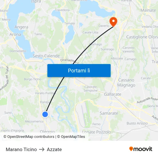 Marano Ticino to Azzate map