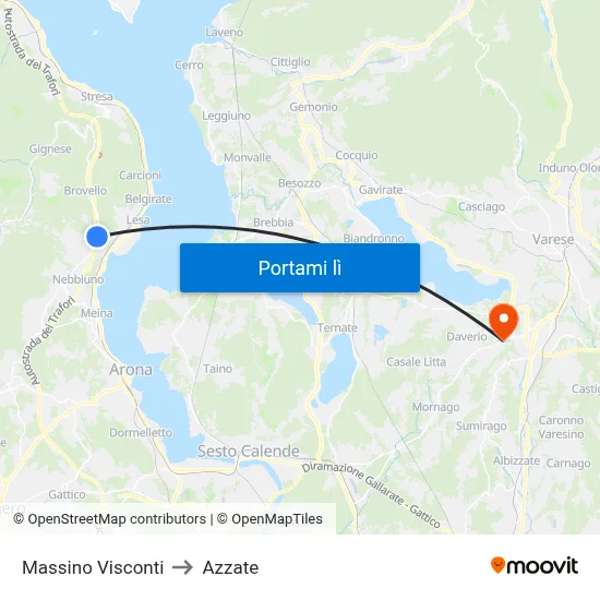 Massino Visconti to Azzate map
