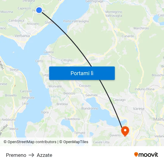 Premeno to Azzate map