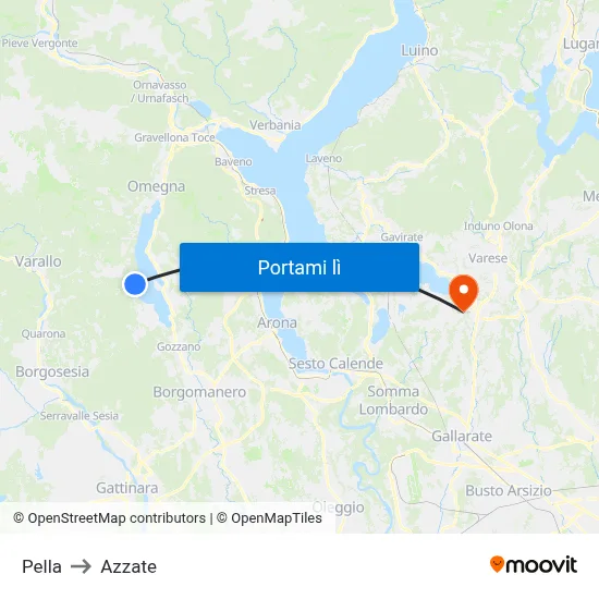 Pella to Azzate map