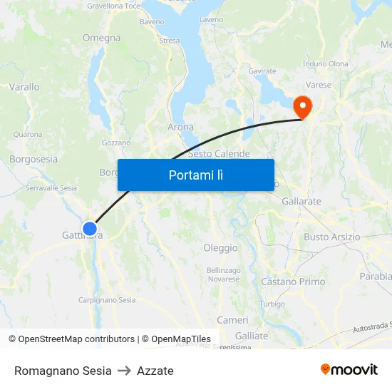 Romagnano Sesia to Azzate map
