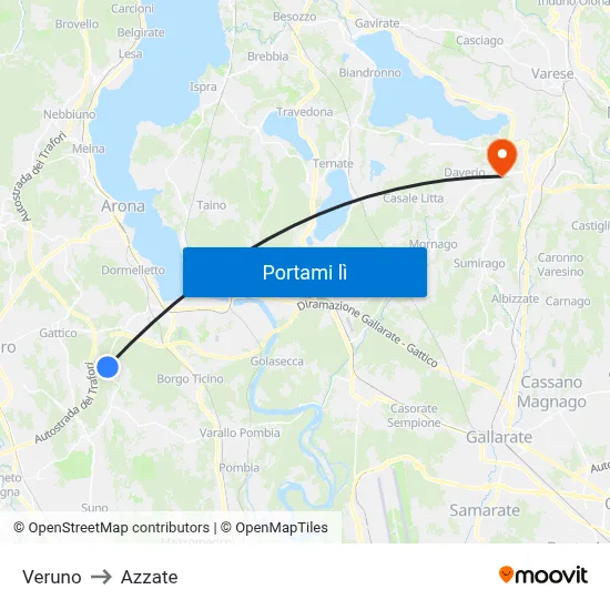 Veruno to Azzate map