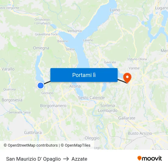 San Maurizio D' Opaglio to Azzate map