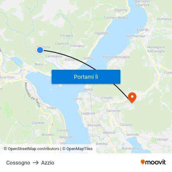 Cossogno to Azzio map