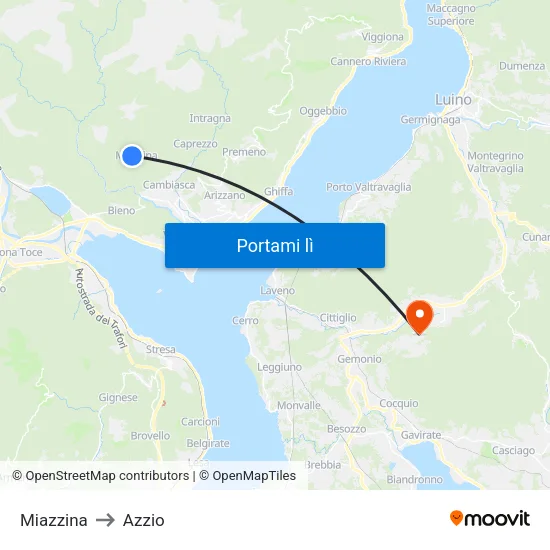 Miazzina to Azzio map
