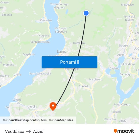 Veddasca to Azzio map
