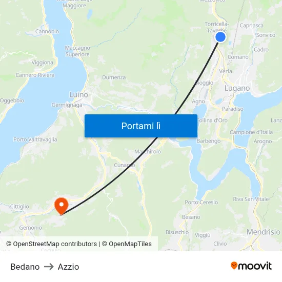 Bedano to Azzio map
