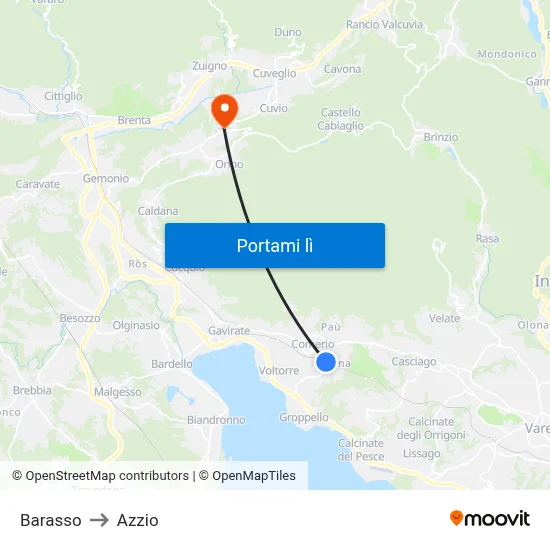 Barasso to Azzio map