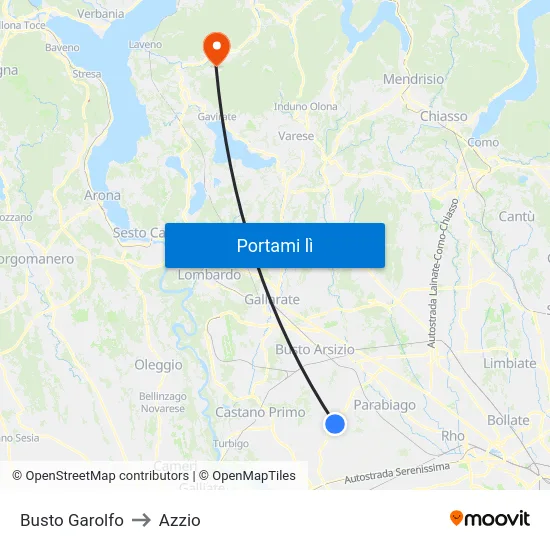 Busto Garolfo to Azzio map