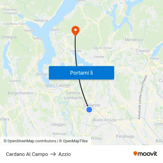 Cardano Al Campo to Azzio map