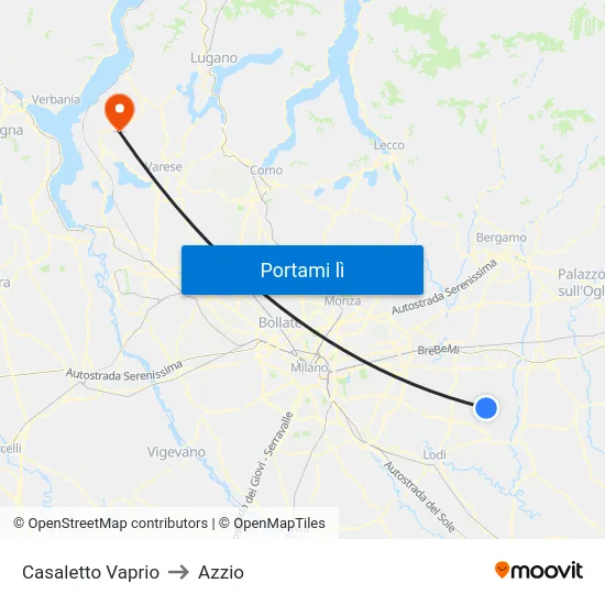Casaletto Vaprio to Azzio map