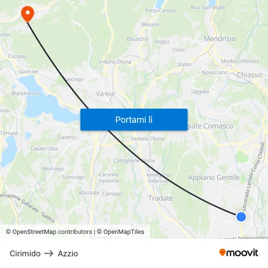 Cirimido to Azzio map