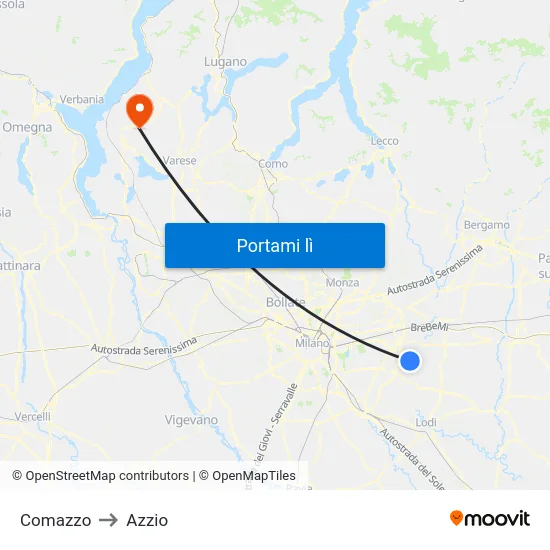 Comazzo to Azzio map