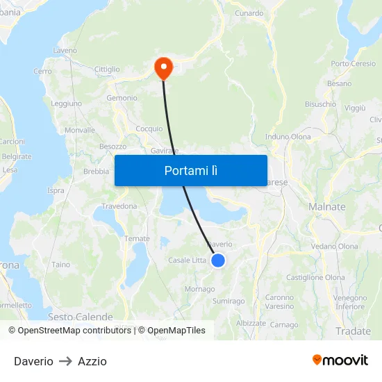 Daverio to Azzio map