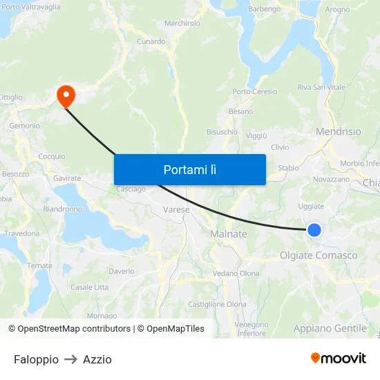 Faloppio to Azzio map