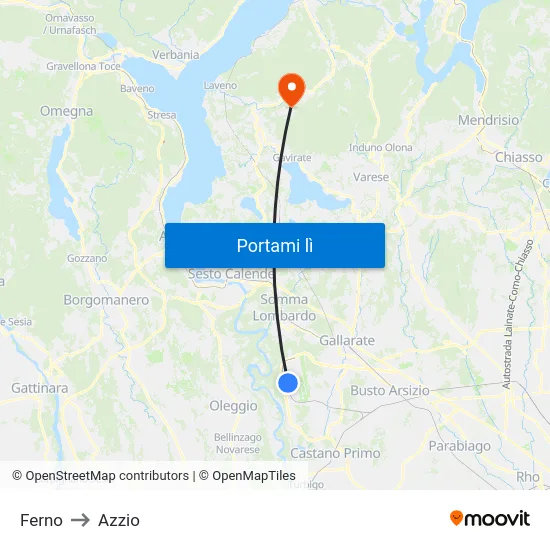 Ferno to Azzio map
