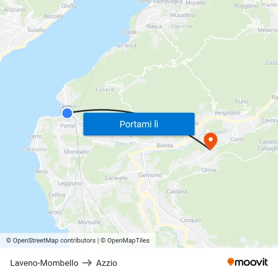 Laveno-Mombello to Azzio map