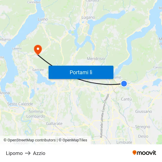 Lipomo to Azzio map
