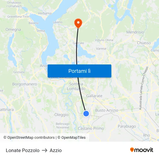 Lonate Pozzolo to Azzio map