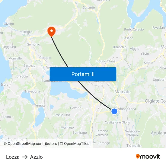 Lozza to Azzio map
