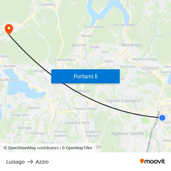 Luisago to Azzio map