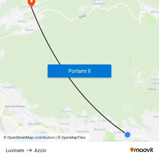 Luvinate to Azzio map