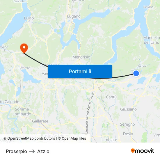 Proserpio to Azzio map