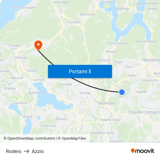 Rodero to Azzio map