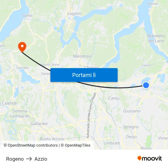 Rogeno to Azzio map