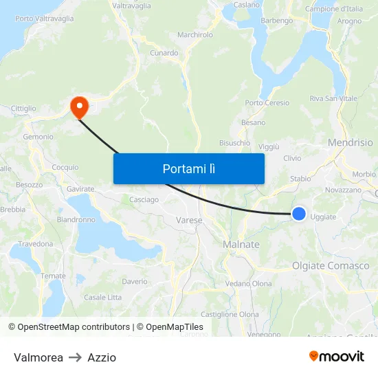 Valmorea to Azzio map
