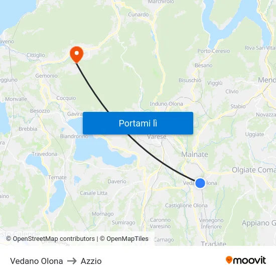 Vedano Olona to Azzio map