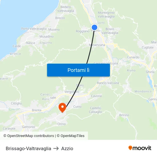 Brissago-Valtravaglia to Azzio map