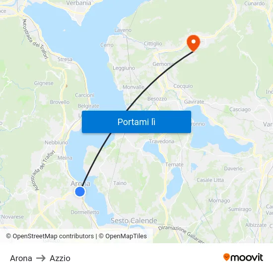 Arona to Azzio map