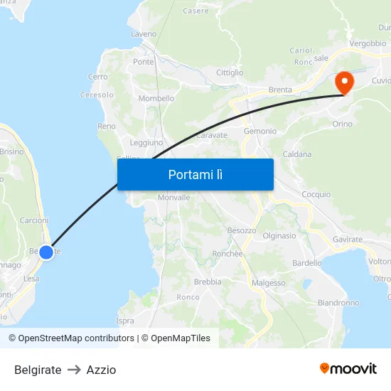 Belgirate to Azzio map