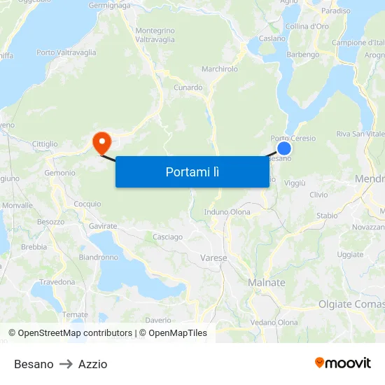 Besano to Azzio map