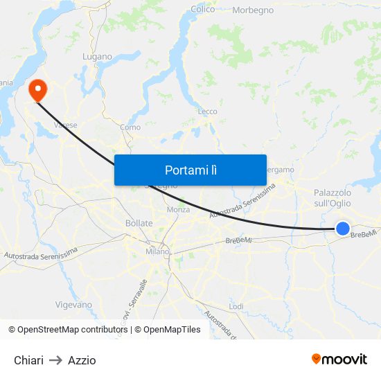 Chiari to Azzio map