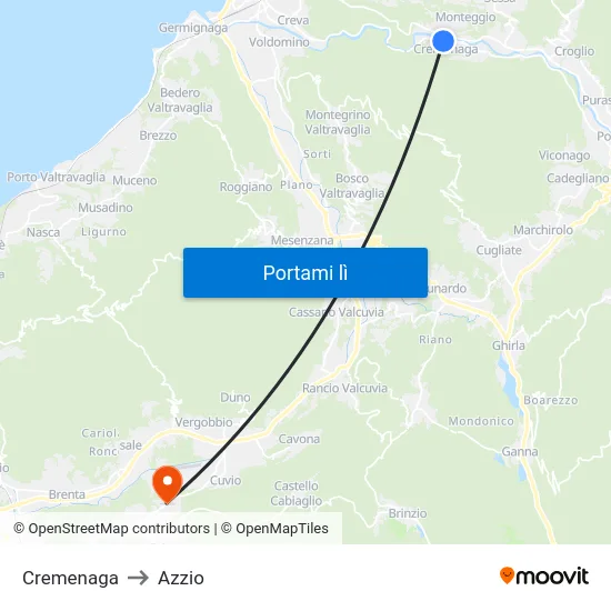 Cremenaga to Azzio map