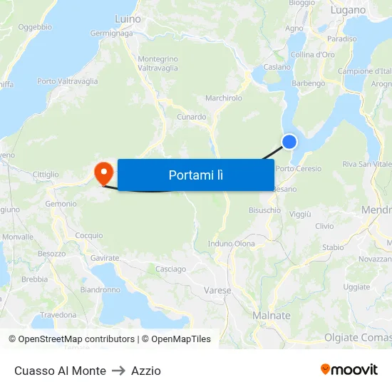 Cuasso Al Monte to Azzio map