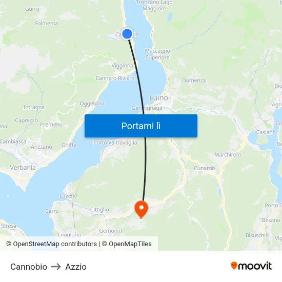Cannobio to Azzio map