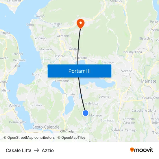 Casale Litta to Azzio map