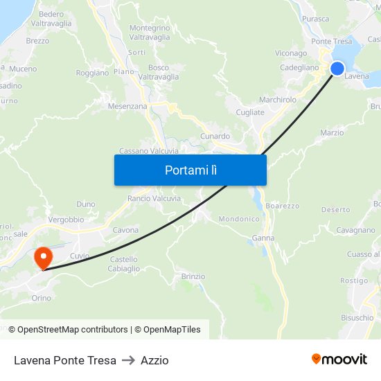 Lavena Ponte Tresa to Azzio map