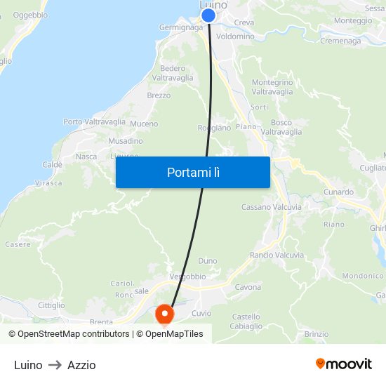 Luino to Azzio map