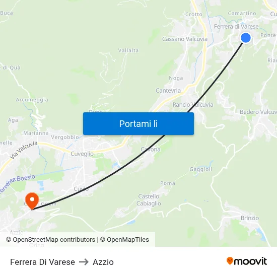 Ferrera Di Varese to Azzio map