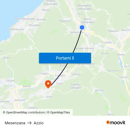 Mesenzana to Azzio map