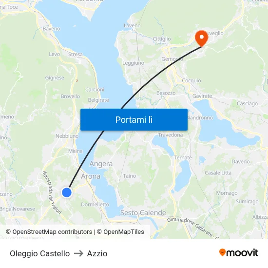 Oleggio Castello to Azzio map