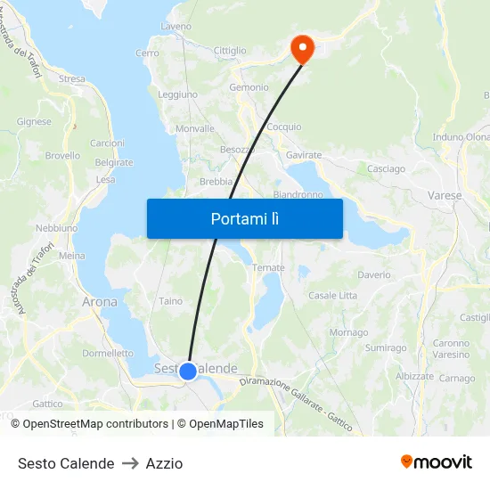 Sesto Calende to Azzio map