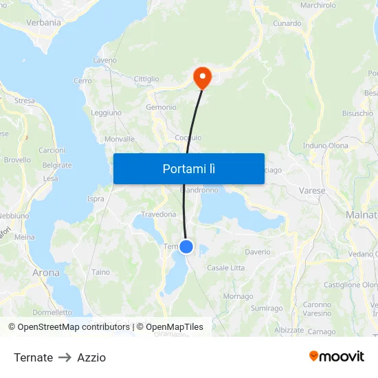 Ternate to Azzio map