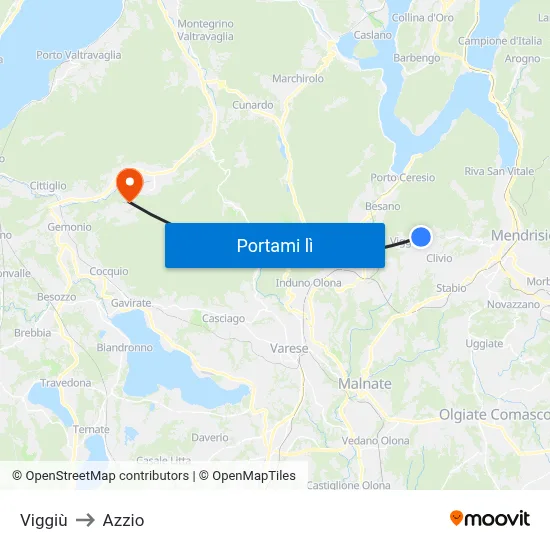 Viggiù to Azzio map