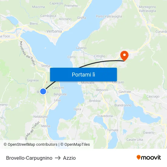 Brovello-Carpugnino to Azzio map