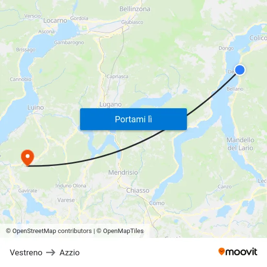 Vestreno to Azzio map